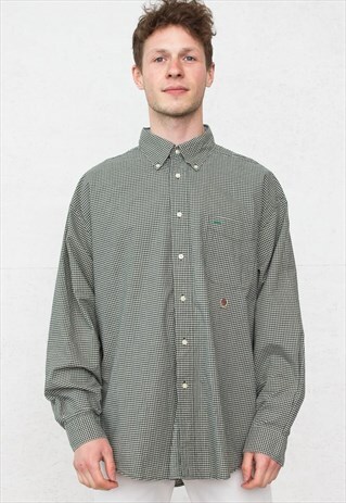 VINTAGE GREEN TOMMY HILFIGER CHECKERED LONG SLEEVE SHIRT
