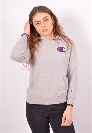 VINTAGE CHAMPION HOODIE JUMPER GREY