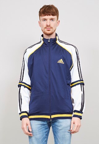 VINTAGE 90'S ADIDAS MULTICOLOURED POPPER TRACKSUIT JACKET
