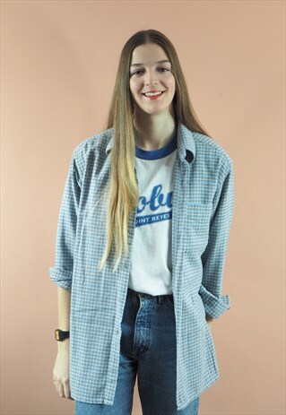 VINTAGE BLUE AND GREY CHECKED SHIRT