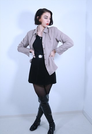 GREY SUEDETTE SHIRT