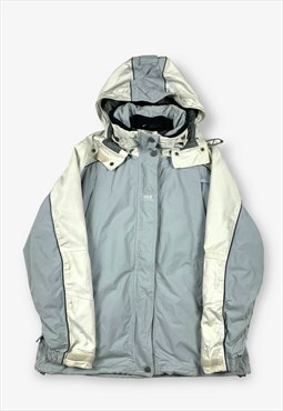 Vintage HELLY HANSEN Hooded Coat Light Grey Medium BV15578
