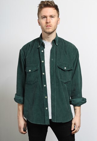 VINTAGE CORDUROY CORD SHIRT GREEN