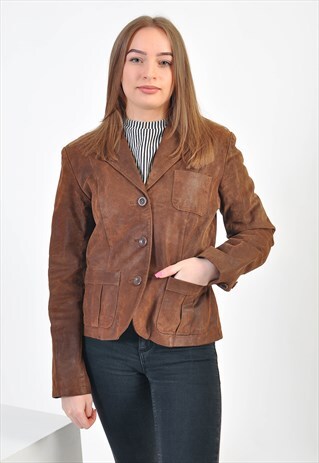 VINTAGE 90'S SUEDE LEATHER BLAZER JACKET