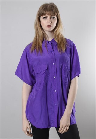 VINTAGE 80S PURPLE OVERSIZE SATIN SHIRT
