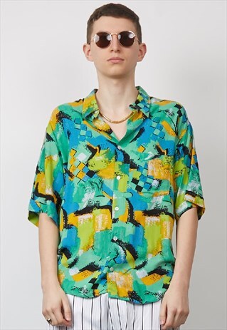 VINTAGE 80'S LOUD GEO PRINT SHIRT