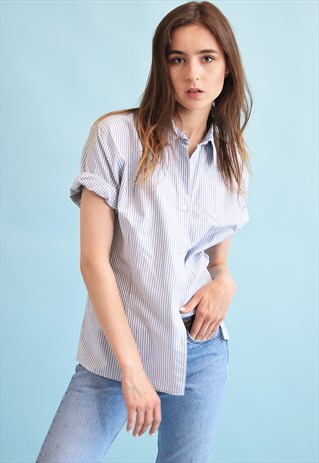 90'S RETRO STRIPED OVERSIZED BOYFRIENDS SHIRT TOP
