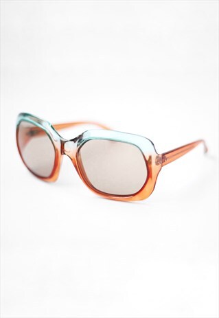 70S VINTAGE BICOLOR SQUARE BUTTERFLY SUNGLASSES DEADSTOCK