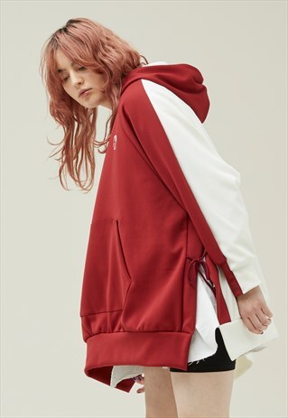 OVERSIZED HOODIEDRESS IN RED AND WHITE