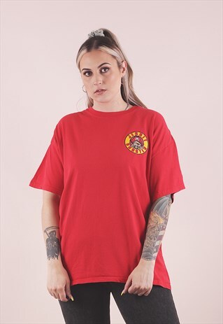 VINTAGE CHAMPION RED PIRATE PRINT T-SHIRT /A23022