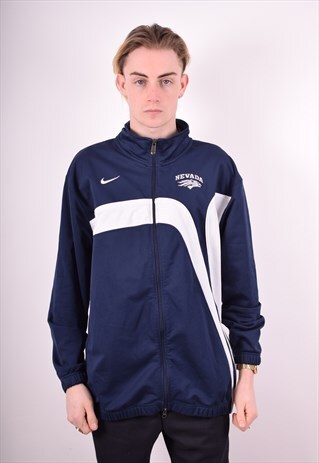 NIKE MENS VINTAGE TRACKSUIT TOP JACKET LARGE NAVY BLUE 90S