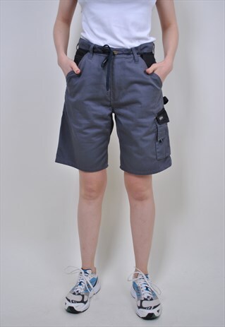 VINTAGE WORKER SHORTS, 90S GREY BUILDER CARGO SHORTS