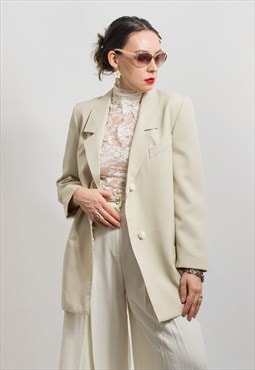 Vintage 90's minimalist blazer in cream formal jacket