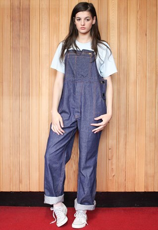 VINTAGE DARK BLUE DENIM DUNGAREES