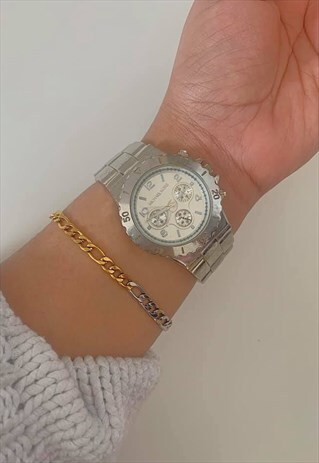 WOLFGANG GOLD AND SILVER OMBRE DUO FIGARO CHAIN BRACELET