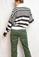 VINTAGE JUMPER 80S KNITTED OVERSIZED STRIPED XMAS SWEATER