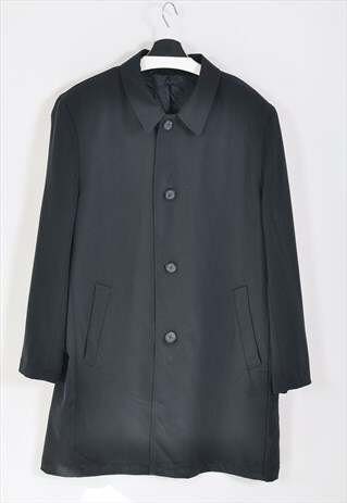 VINTAGE 90S MIDI MAC COAT IN BLACK