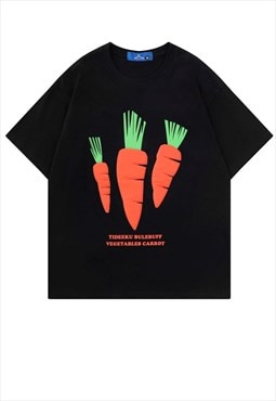 Carrot patch t-shirt vegetable tee retro theme top black