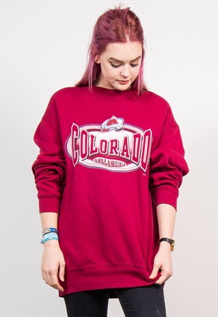VINTAGE 90'S RED NHL COLORADO AVALANCHE HOCKEY SWEATSHIRT