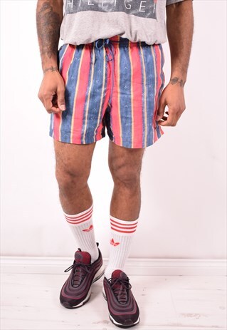 FILA MENS VINTAGE SHORTS MEDIUM MULTI STRIPES 90S