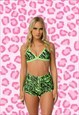 TOKOFOXX SEQUIN FESTIVAL BIKINI NEON GREEN TIGER PRINT