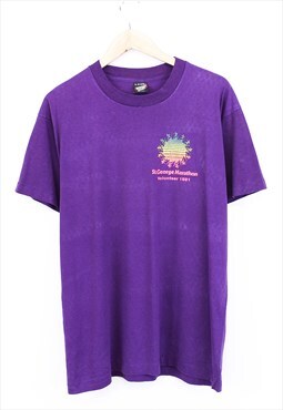 Vintage 1991 Marathon T Shirt Purple Short Sleeve With Print