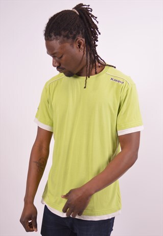 KAPPA MENS VINTAGE T-SHIRT TOP LARGE GREEN 90S