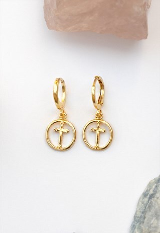 GOLD CROSS EARRINGS