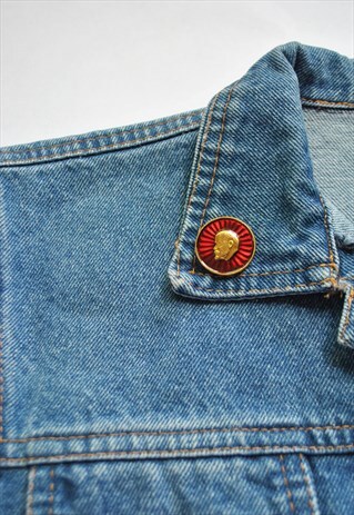 VINTAGE SOVIET LENIN PIN, COMMUNIST RED BADGE