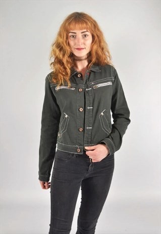VINTAGE TOMMY HILFIGER DENIM JACKET CHARCOAL GREY