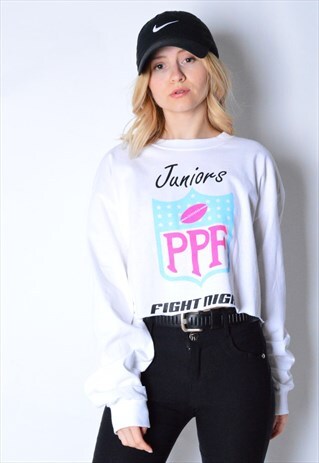 REWORKED VINTAGE 90S WHITE AMERICAN FOOTBALL LONG SLEEVE TEE