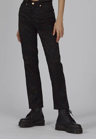 VINTAGE 90S BLACK ROCCOBAROCCO PRINT LOGO JEANS