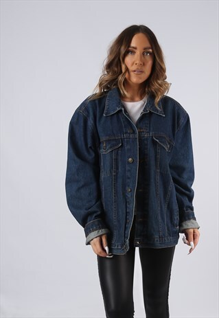 VINTAGE DENIM JACKET OVERSIZED FITTED UK 20 XXXL (JAEC)