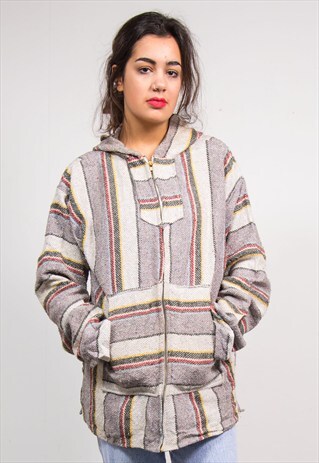 VINTAGE 90'S STIPE BAJA JACKET HOODIE GRUNGE