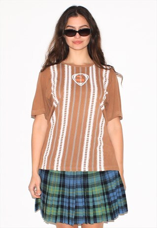 VINTAGE 90S STRIPED T-SHIRT IN BROWN
