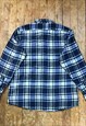 VINTAGE FLANNEL CHECKED NAVY SHIRT