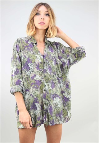 VINTAGE OVERSIZED LONG SLEEVE PATTERNED SHIRT