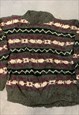 VINTAGE KNITTED JUMPER ABSTRACT PATTERNED CHUNKY SWEATER