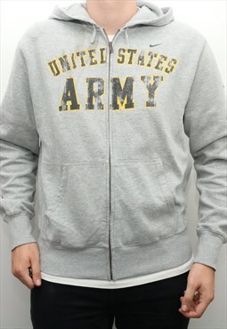 Vintage Nike - Grey Nike US Army Embroidered Hoodie - Large