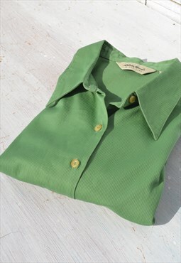 Vintage green jacquard cotton long sleeved button down shirt