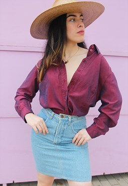 Maroon Long Sleeve Silky Shirt