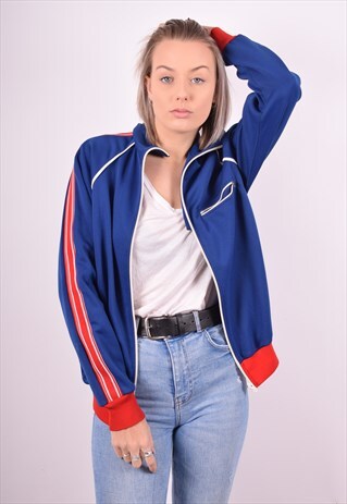 UMBRO WOMENS VINTAGE TRACKSUIT TOP JACKET MEDIUM BLUE 90'S