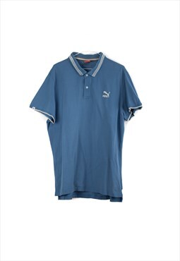 Vintage Puma Polo Shirt in Blue XL