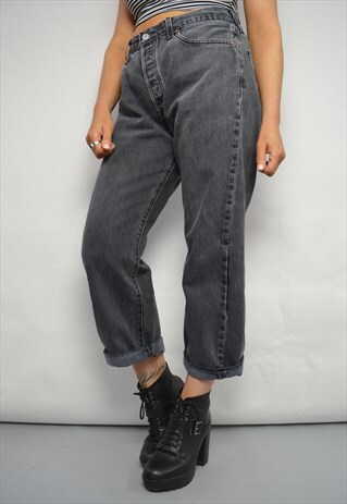 VINTAGE 90S LEVI'S 501 GREY STONE WASH HIGH WAIST JEANS