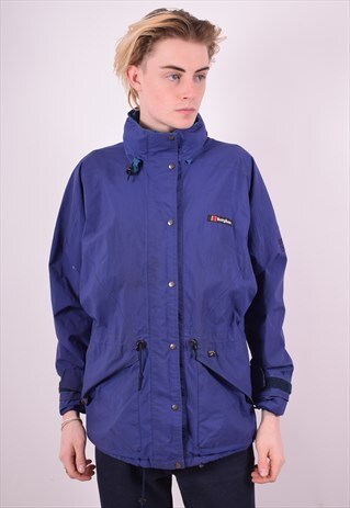 BERGHAUS MENS VINTAGE WINDBREAKER JACKET SMALL BLUE 90'S