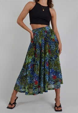 Leopard plisse skirt