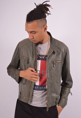 VINTAGE LEATHER JACKET KHAKI