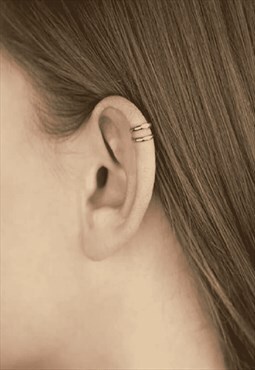 Classic Sterling Silver Gold Lined Earcuff  Unisex Style