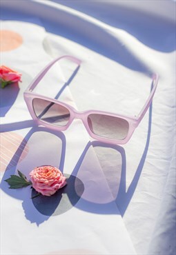 Matte Lilac Small Bevelled Square Frame Sunglasses