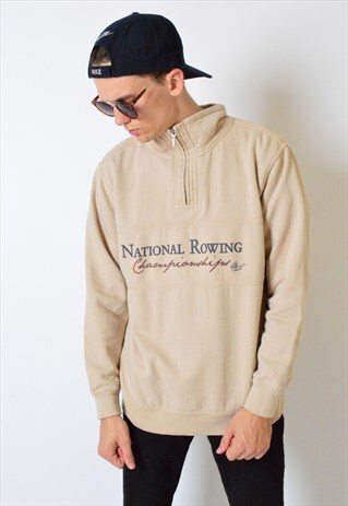VINTAGE 90S BEIGE ROWING 1/4 ZIPPER SWEATSHIRT